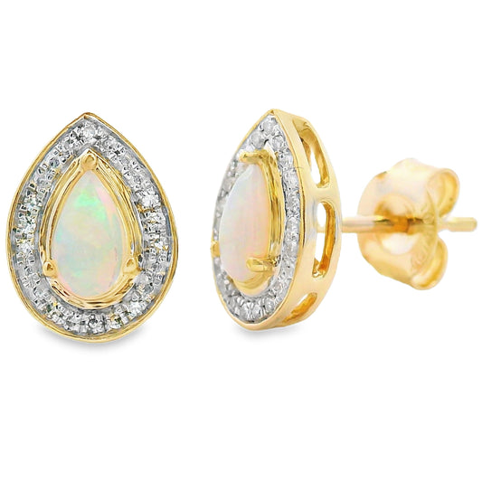 Pendientes de ópalo y diamante de 0,26 ct Oro amarillo de 10 qt