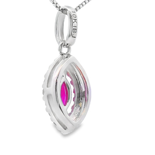 Colgantes de moda de rubí y diamantes de .26 ct en oro blanco de 10 kt
