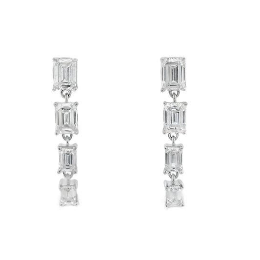 Pendientes colgantes de diamantes cultivados en laboratorio, oro blanco de 14 kt