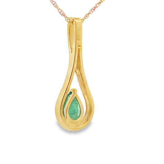 Colgantes de moda de diamante esmeralda de .37ct en oro amarillo de 10KT