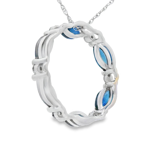 Colgante Círculo de Amor de Zafiro y Diamantes Oro Blanco de 10QT