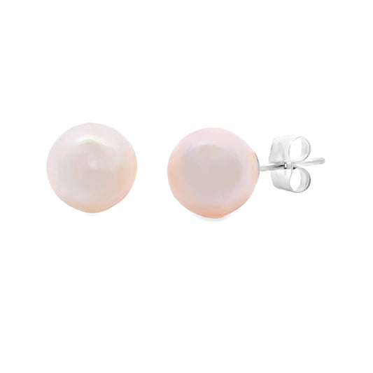 Pendientes de perlas cultivadas de oro blanco de 14K