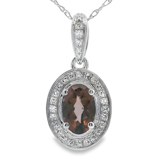 Colgantes de moda de cuarzo y diamante de .42ct Oro blanco de 10QT