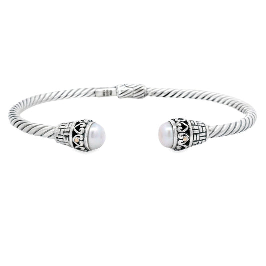 Pulsera de perlas cultivadas de plata de ley de 18 quilates