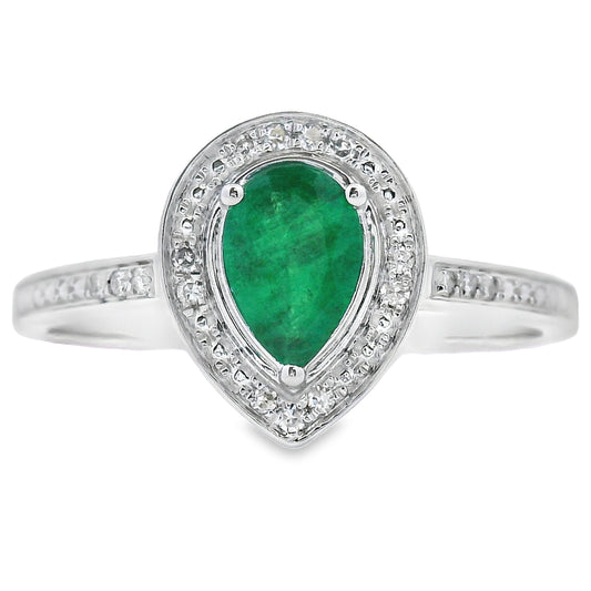 Anillo de diamante esmeralda de 0,42 qt en oro blanco de 10 kt