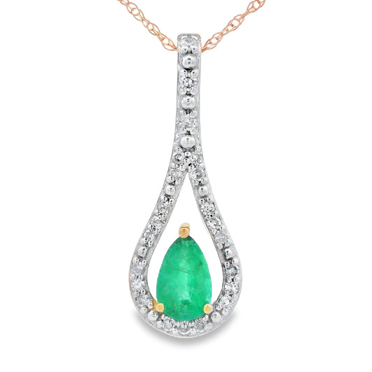 Colgantes de moda de diamante esmeralda de .37ct en oro amarillo de 10KT