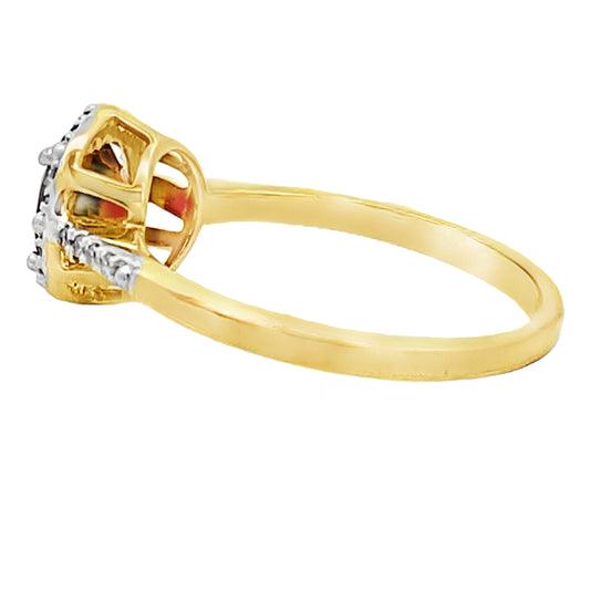 Anillo de granate y diamante de 1,75 ct en oro amarillo de 10 qt