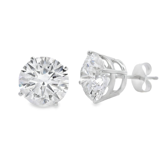 Pendientes de tuerca de diamante cultivado en laboratorio de 4.00 quilates, oro blanco de 14 quilates