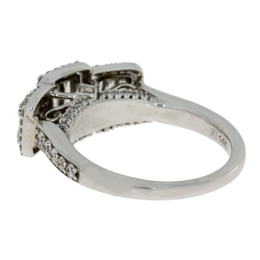Anillo de oro blanco de 14K con 3 diamantes de 1,00 ct