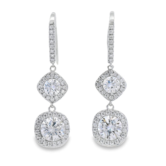 Aretes Colgantes de Moissanita de 8.51 ct de Plata Esterlina