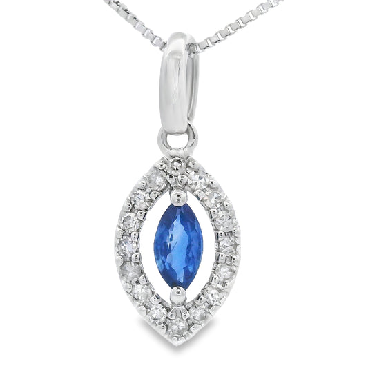 Colgantes de moda de .27 ct de zafiro y diamante en oro blanco de 10 kt