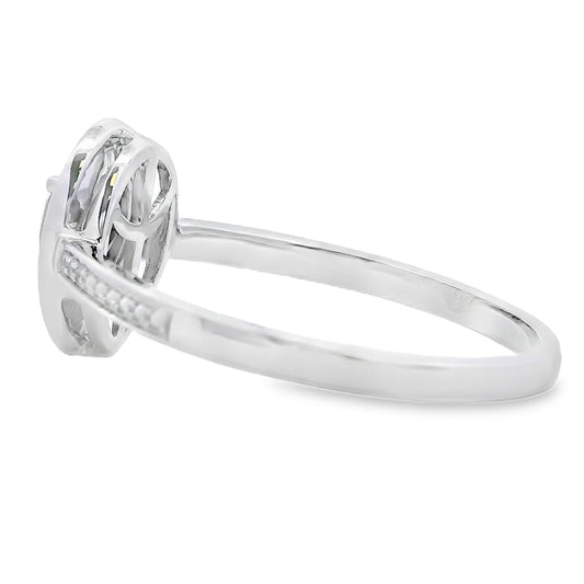 Anillo de Cuarzo y Diamantes de .46ct Oro Blanco de 10kt