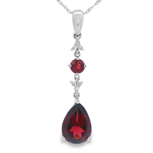 Colgantes de moda de granate y diamante de 2,25 ct en oro blanco de 14 kt