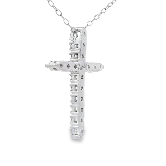 Colgante religioso de cruz de plata de ley genuina de 0,65 ct