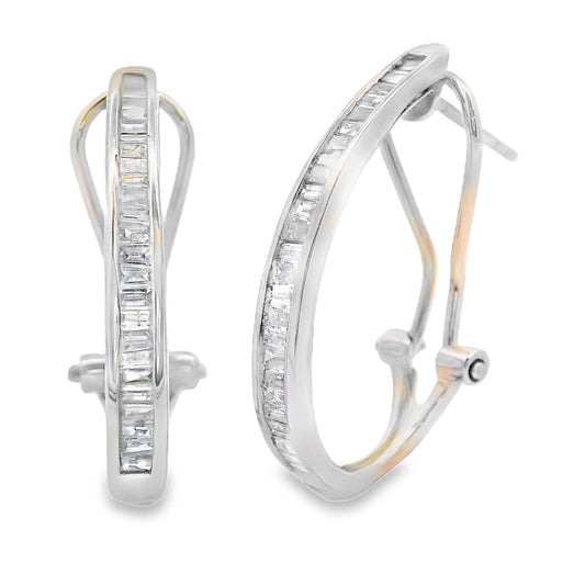 Pendientes de aro con diamante de 0,50 ct de oro blanco de 14 kt