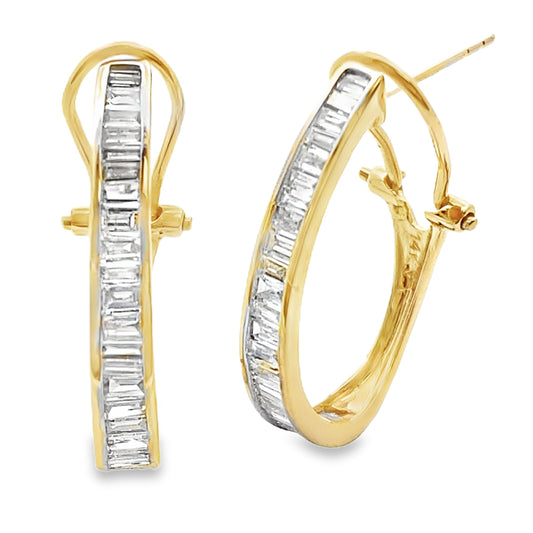 Pendientes de aro de oro amarillo de 14 quilates con diamantes cultivados en laboratorio de 1,00 ct
