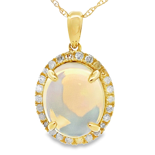 2,39 ct Colgantes de Moda de Diamantes y Ópalos de Oro Amarillo de 10 KT