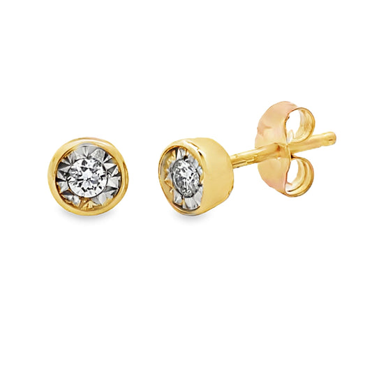 Pendientes de diamante cultivado de 0,10 ct, oro amarillo de 10 kt