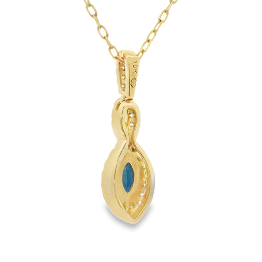Colgantes de moda de zafiro y diamantes de oro amarillo de 10 quilates