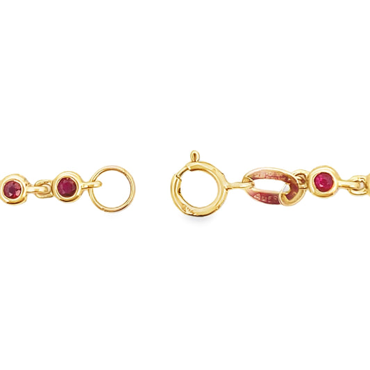 Pulsera de rubí y diamantes de 0,95 ct en oro amarillo de 14 K