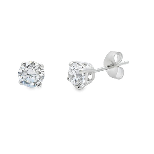 Pendientes de tuerca con diamantes cultivados en laboratorio de 1,00 ct, oro blanco de 14 kt