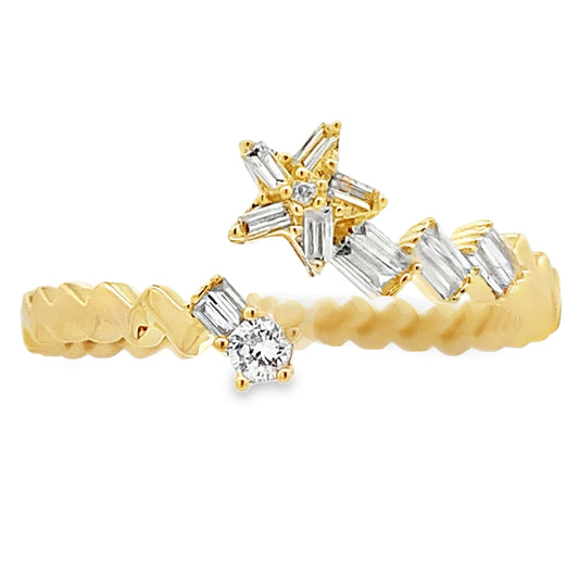 Anillo de oro amarillo de 14kt con diamante de 0,17 ct