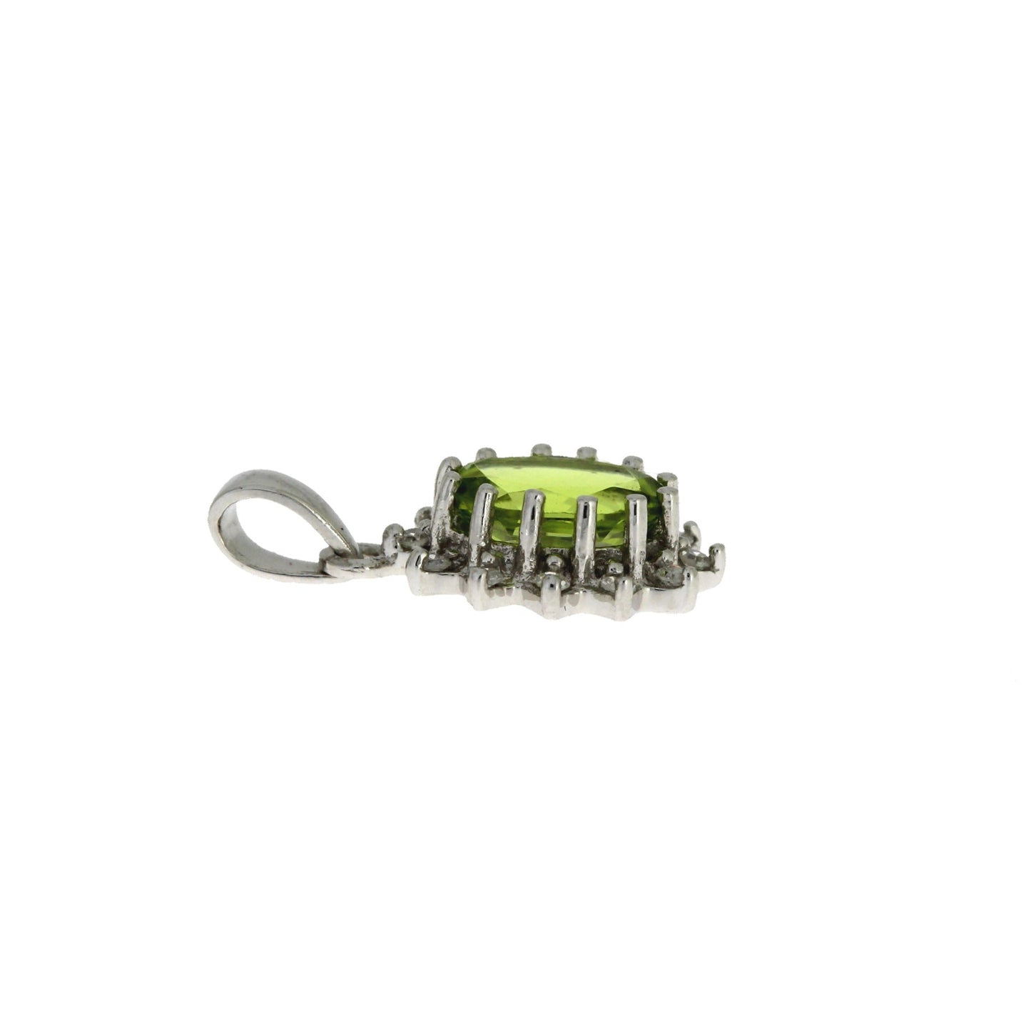 Colgantes de moda de peridoto y diamante de .96 ct oro blanco de 10 qt