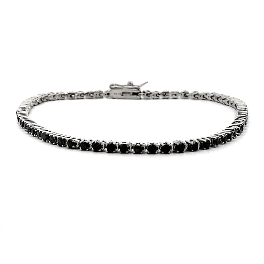 Pulsera de tenis con diamantes negros de 2,27 ct y plata de ley