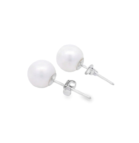 Pendientes de perlas cultivadas de agua dulce en oro blanco de 10 kt