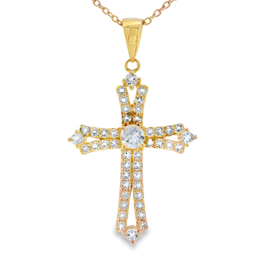 Colgante Religioso Cruz de Topacio Plata de Ley