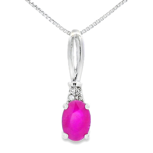 Colgantes de moda de rubí y diamante de .38 ct en oro blanco de 10 kt