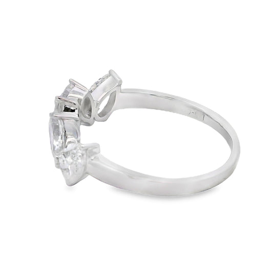 Anillo de boda con diamante cultivado en laboratorio de oro blanco de 10 KT