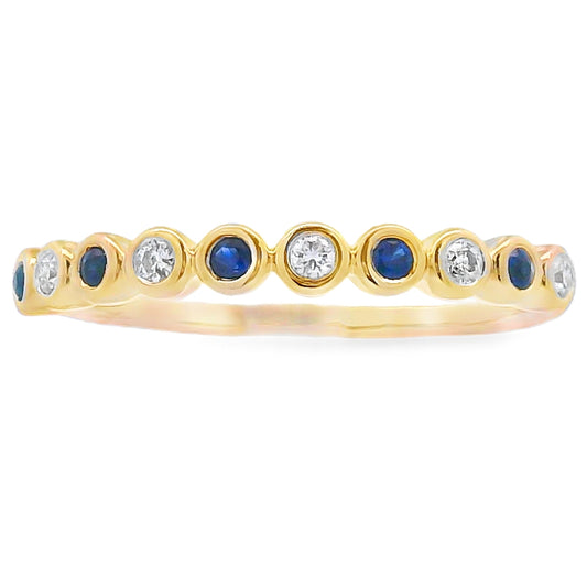 Anillo apilable de Zafiro Diamante en oro amarillo de 14K