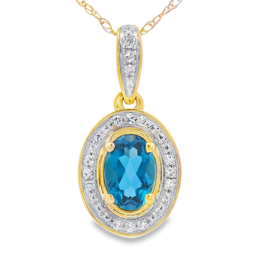 Colgantes de moda de topacio azul de Londres de oro amarillo de 10 quilates