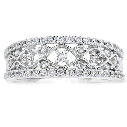 Anillos de banda de moda con diamantes de 0,50 ct en oro blanco de 10 kt