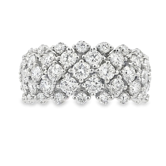 Anillos de banda de moda de diamantes cultivados en laboratorio, oro blanco de 14 K.