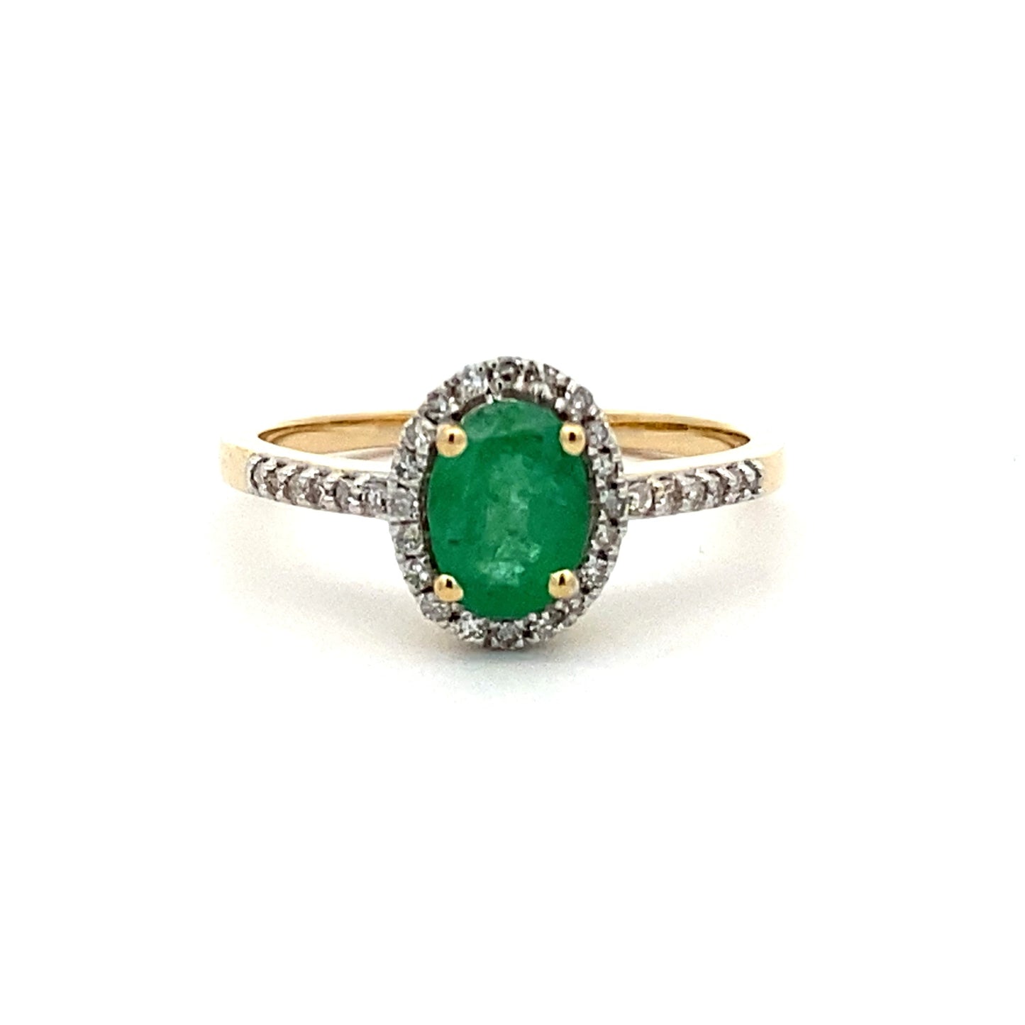 Anillo de diamantes talla esmeralda de .74ct en oro amarillo de 14K