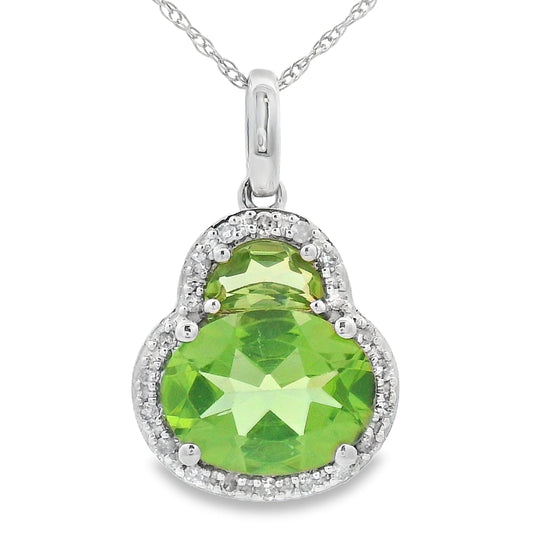 Colgantes de moda de peridoto y diamante de 2,29 ct en oro blanco de 14 kt