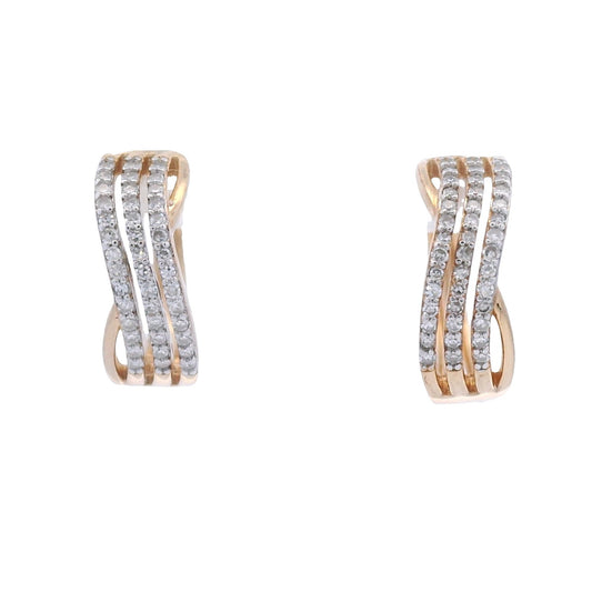 Aretes de aro de plata esterlina chapados en oro con diamante natural de .25ct
