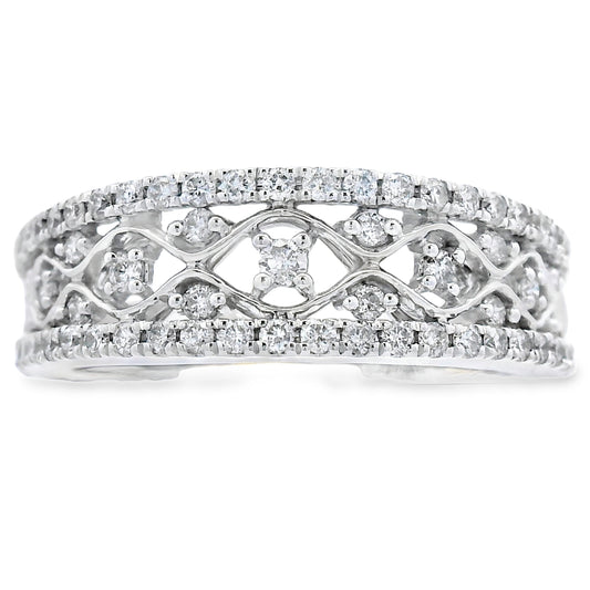 Anillos de banda de moda con diamantes de 0,50 ct en oro blanco de 10 kt