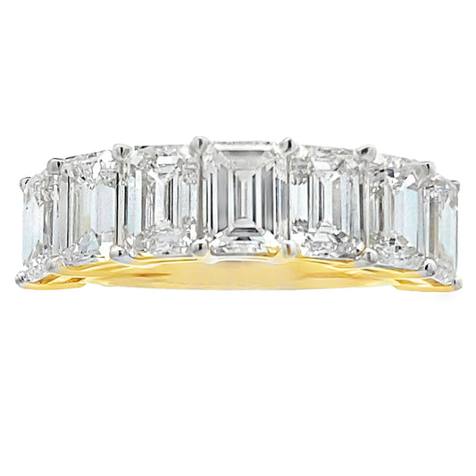 Anillos de banda de moda con diamantes creados en laboratorio, oro amarillo de 14 K.