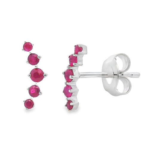 Pendientes de rubí de 0,24 qt en oro blanco de 14 K