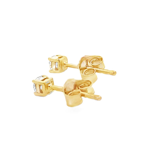 Pendientes de botón con diamantes creados en laboratorio de .25 qt en oro amarillo de 14 kt