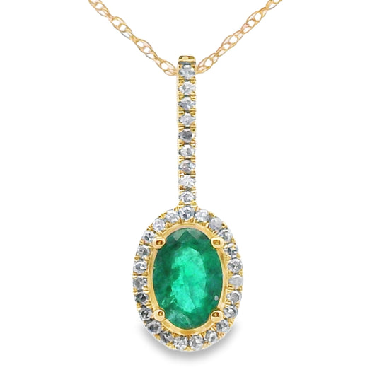 Colgantes de moda de diamante esmeralda de .46 ct en oro amarillo de 10 kt