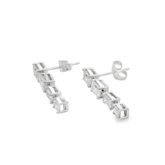 Pendientes colgantes de diamantes cultivados en laboratorio, oro blanco de 14 kt