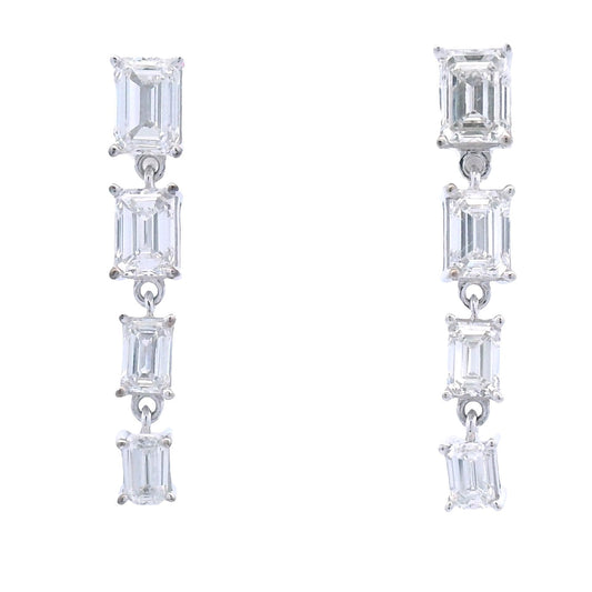 Pendientes colgantes de diamantes cultivados en laboratorio, oro blanco de 14 kt