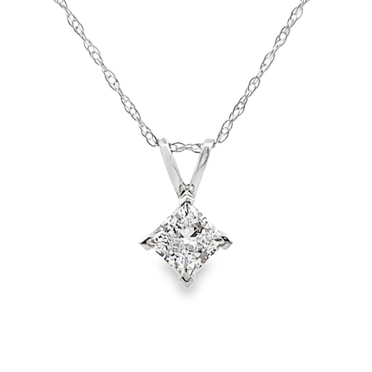 Colgante de oro blanco de 14 quilates con diamante cultivado en laboratorio de 0,40 ct natural
