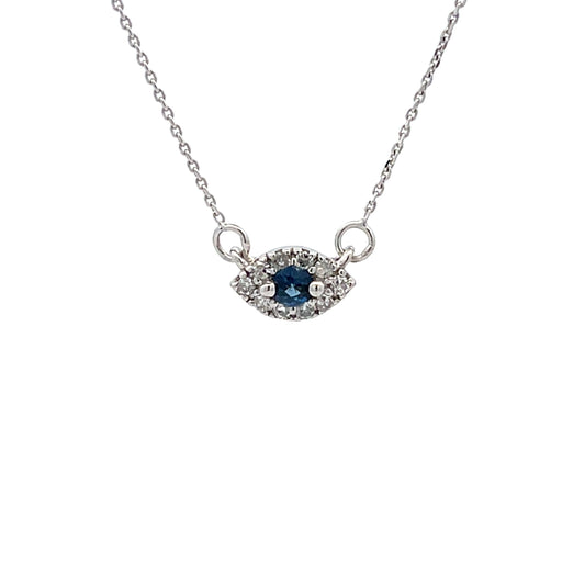 Colgantes de moda de zafiro y diamante de .14 qt en oro blanco de 14 kt