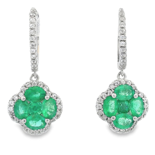 Pendientes Colgantes de Plata Esterlina con Zircón Esmeralda de 1.93 ct