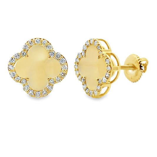 Pendientes de nácar y diamante de .40ct en oro amarillo de 14kt